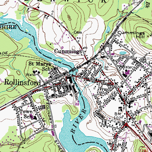 Topographic Map of Salmon Falls Mill Historic District, NH