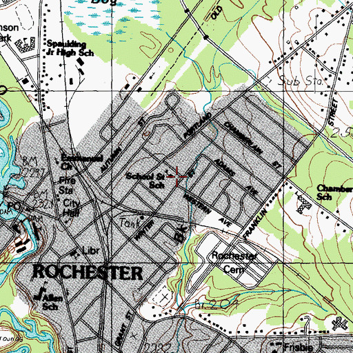 Topographic Map of School Street School, NH
