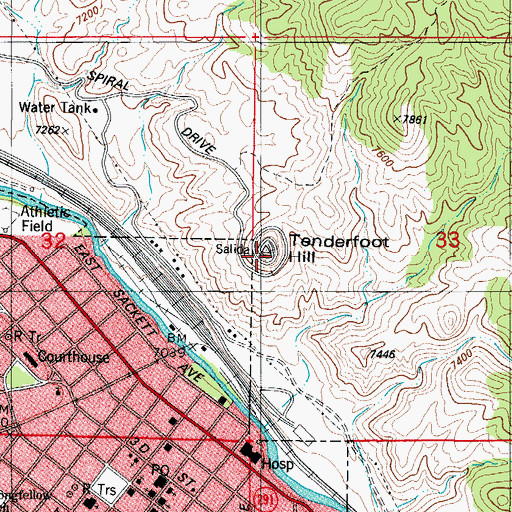 Topographic Map of Tenderfoot Hill, CO