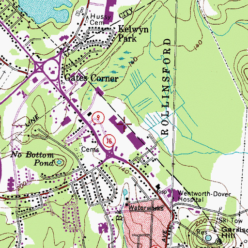 Topographic Map of Shaws Plaza Shopping Center, NH