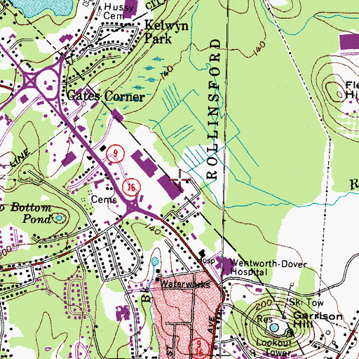 Topographic Map of Shop and Save Plaza Shopping Center, NH