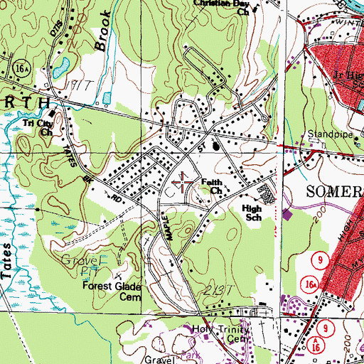 Topographic Map of Somersworth Cemetery, NH