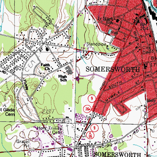 Topographic Map of Somersworth Middle School, NH