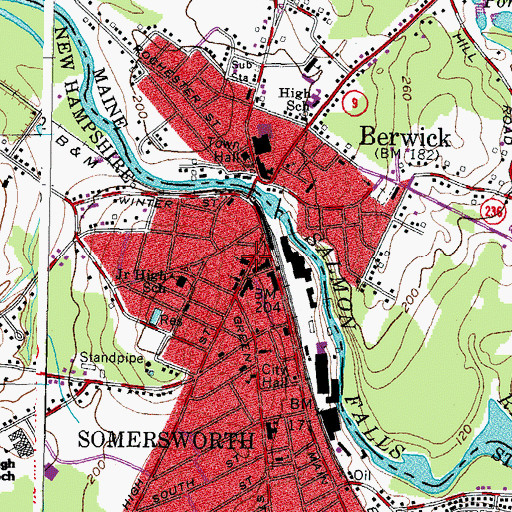 Topographic Map of Somersworth Pentecostal Church, NH