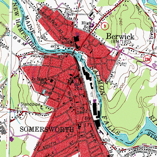 Topographic Map of Somersworth Post Office, NH