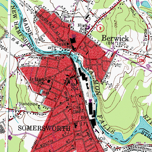 Topographic Map of Somersworth Public Library, NH