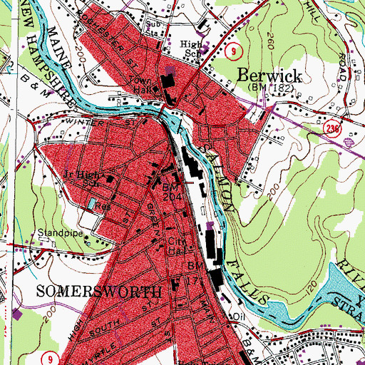 Topographic Map of Somersworth Shopping Center, NH