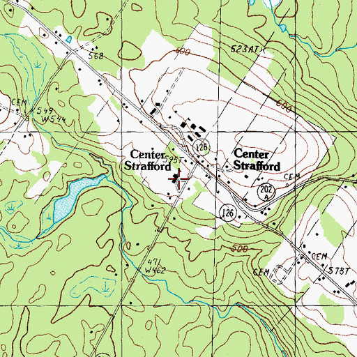 Topographic Map of Strafford School, NH