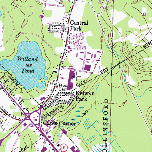 Topographic Map of Tri-City Shopping Center, NH