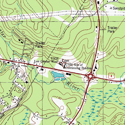 Topographic Map of University of New Hampshire Lee Center West, NH