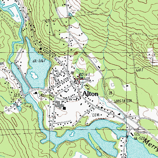 Topographic Map of Alton City Hall, NH