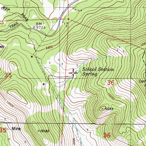 Topographic Map of School Section Spring, CO