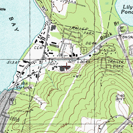 Topographic Map of Belknap Mall Shopping Center, NH