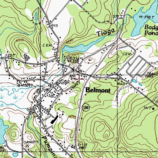 Topographic Map of Belmont Fire Department, NH