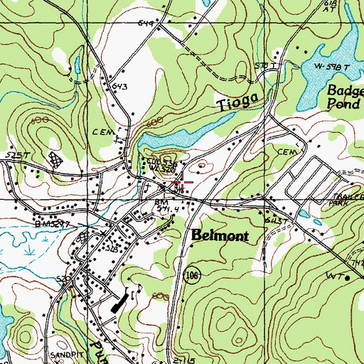 Topographic Map of Belmont Town Hall, NH