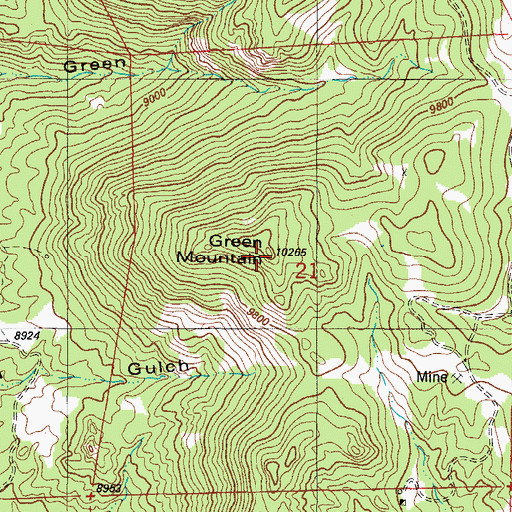 Topographic Map of Green Mountain, CO