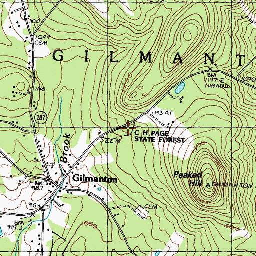 Topographic Map of C H Page State Forest, NH