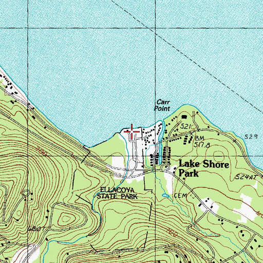 Topographic Map of Ellacoya State Recreational Vehicle Park, NH