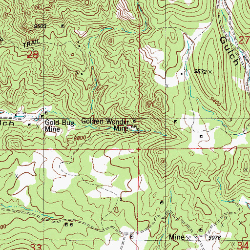 Topographic Map of Golden Wonder Mine, CO