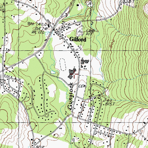 Topographic Map of Gilford High School, NH