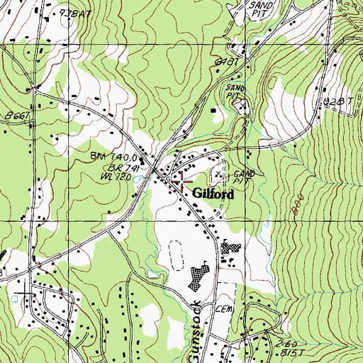 Topographic Map of Guilford Public Library, NH