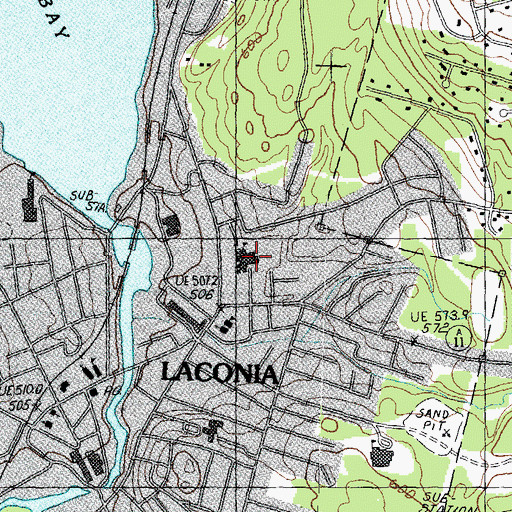 Topographic Map of Laconia High School, NH