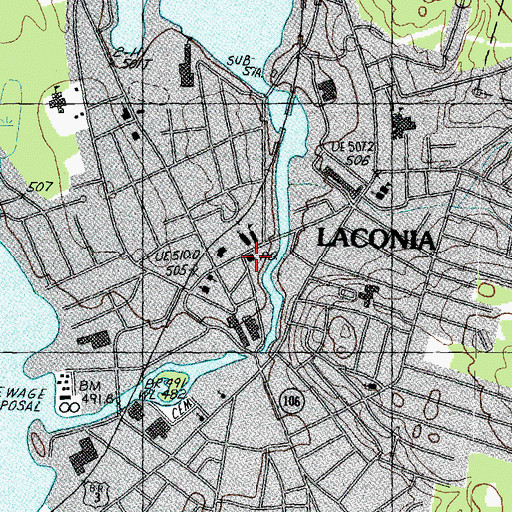 Topographic Map of Laconia Post Office, NH