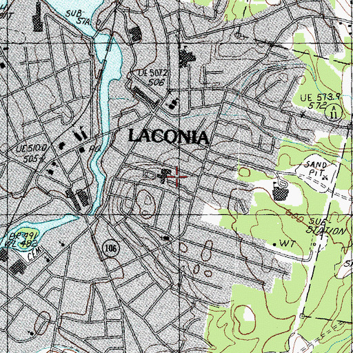 Topographic Map of Lakes Region General Hospital, NH