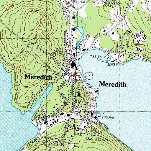 Topographic Map of Meredith Post Office, NH