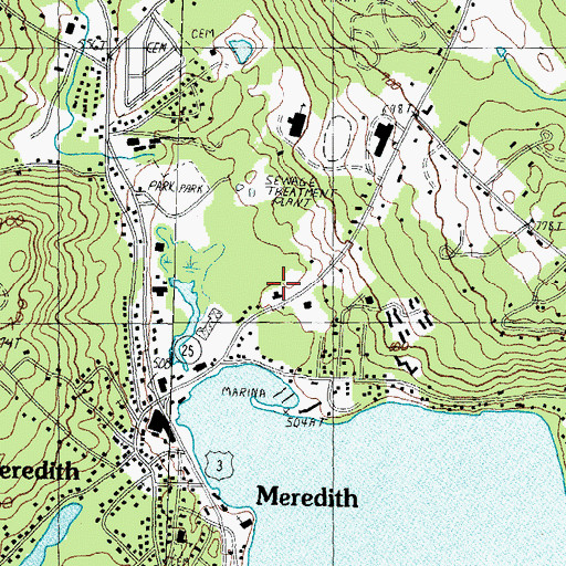 Topographic Map of Meredith Shopping Center, NH