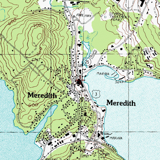 Topographic Map of Mill Falls Marketplace Shopping Center, NH