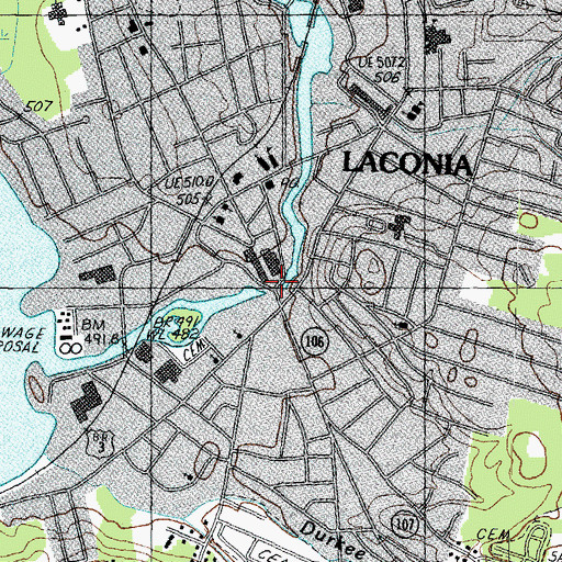 Topographic Map of Mill Plaza, NH