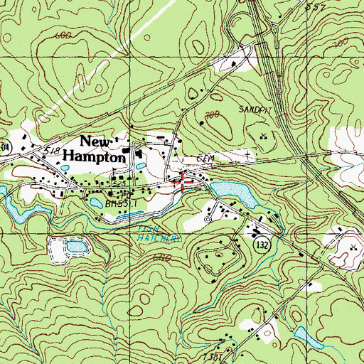 Topographic Map of New Hampton Community Church, NH