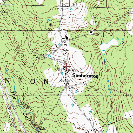 Topographic Map of Sanbornton Post Office, NH