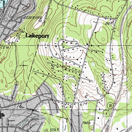 Topographic Map of The Ledges, NH