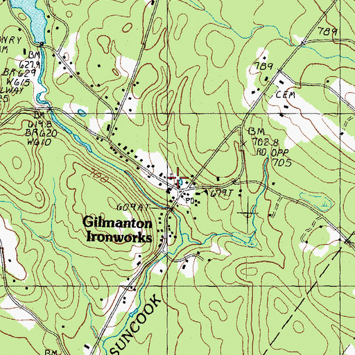 Topographic Map of United Church of Gilmanton, NH