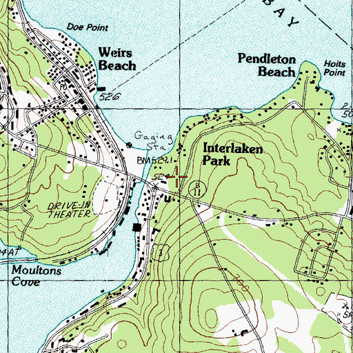 Topographic Map of Weirs Beach Post Office, NH
