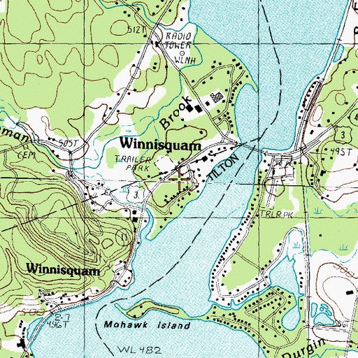 Topographic Map of Winnisquam Post Office, NH