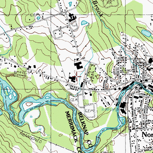 Topographic Map of Winnisquam Regional High School, NH