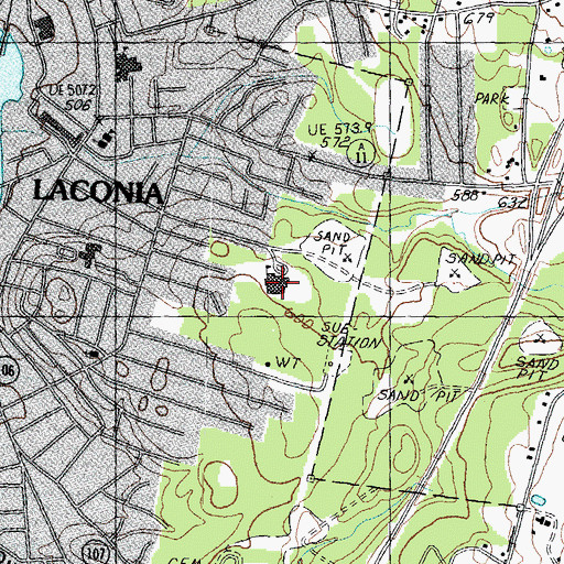 Topographic Map of Woodland Heights Elementary School, NH