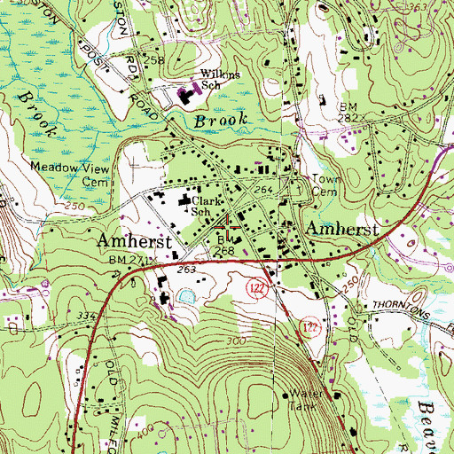 Topographic Map of Amherst Town Library, NH
