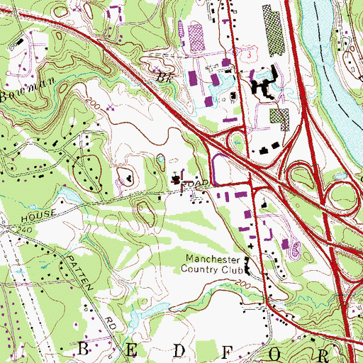 Topographic Map of Bedford Community Church, NH