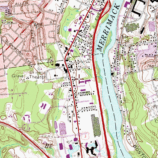 Topographic Map of Bedford Post Office, NH