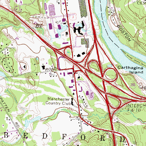 Topographic Map of Bedford Public Library, NH