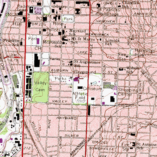 Topographic Map of Beech Street School, NH