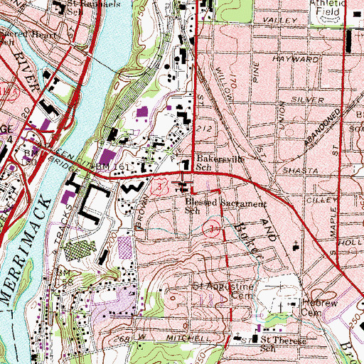 Topographic Map of Blessed Sacrament Roman Catholic Church, NH