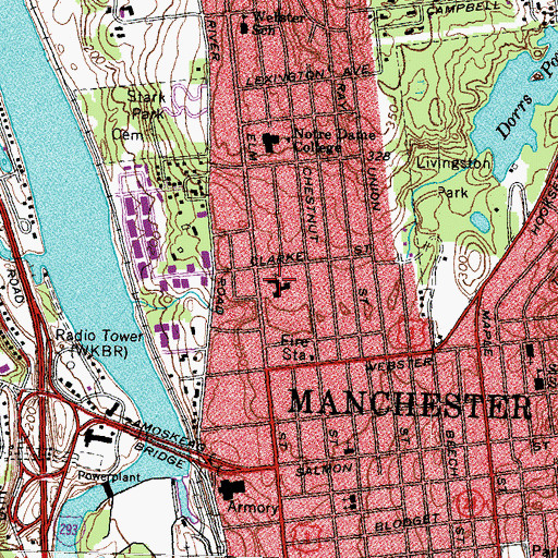 Topographic Map of Brookside Congregational Church Library, NH