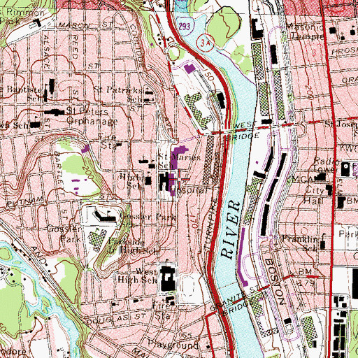 Topographic Map of Catholic Medical Center, NH