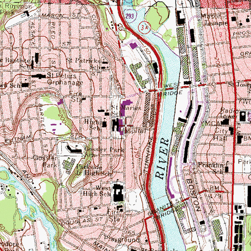 Topographic Map of Catholic Medical Center Health Sciences Library, NH