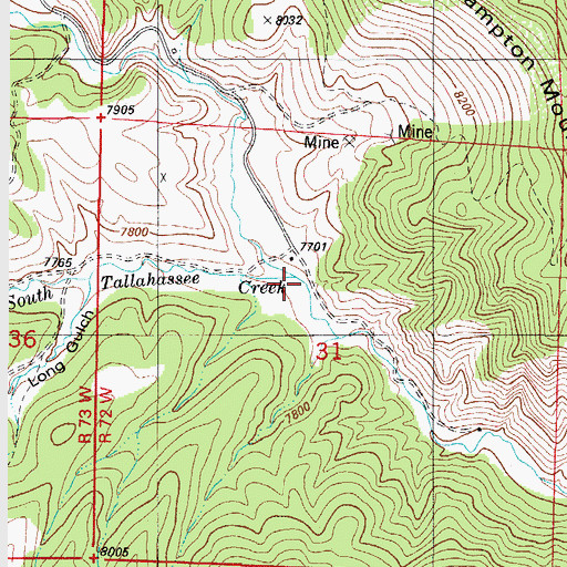 Topographic Map of South Tallahassee Creek, CO